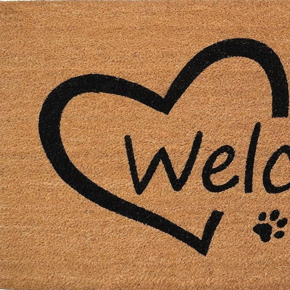 17" X 29" Natural And Black Pawprint Welcome Outdoor Coir Door Mat — view 7