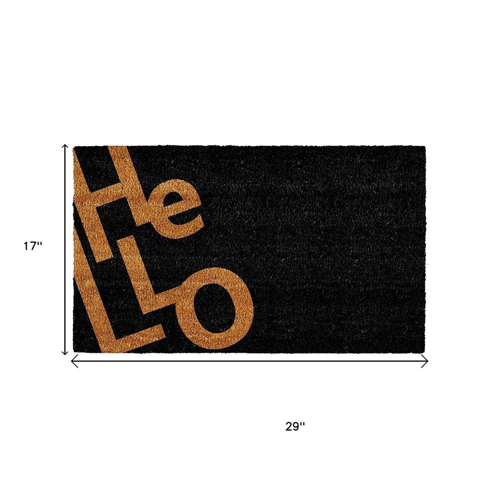 17" X 29" Black And Natural Hello Outdoor Coir Door Mat — view 3