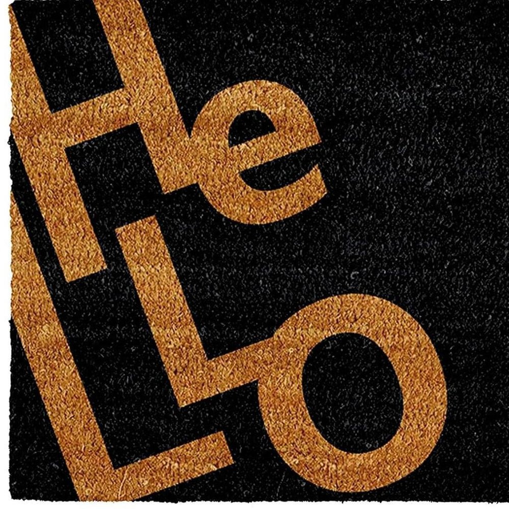 17" X 29" Black And Natural Hello Outdoor Coir Door Mat — view 6