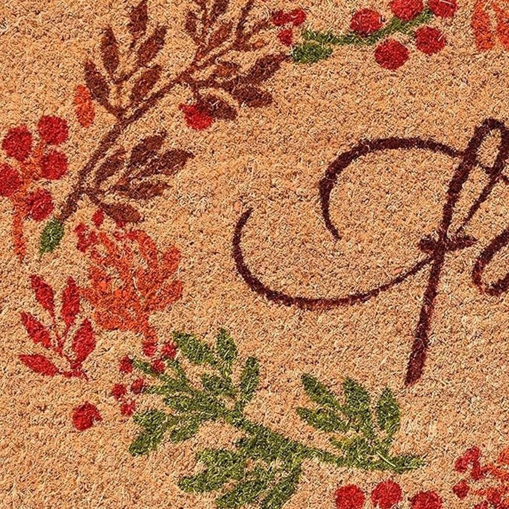 17" X 29" Natural Green And Orange Fall Leaves Coir Outdoor Door Mat — view 2