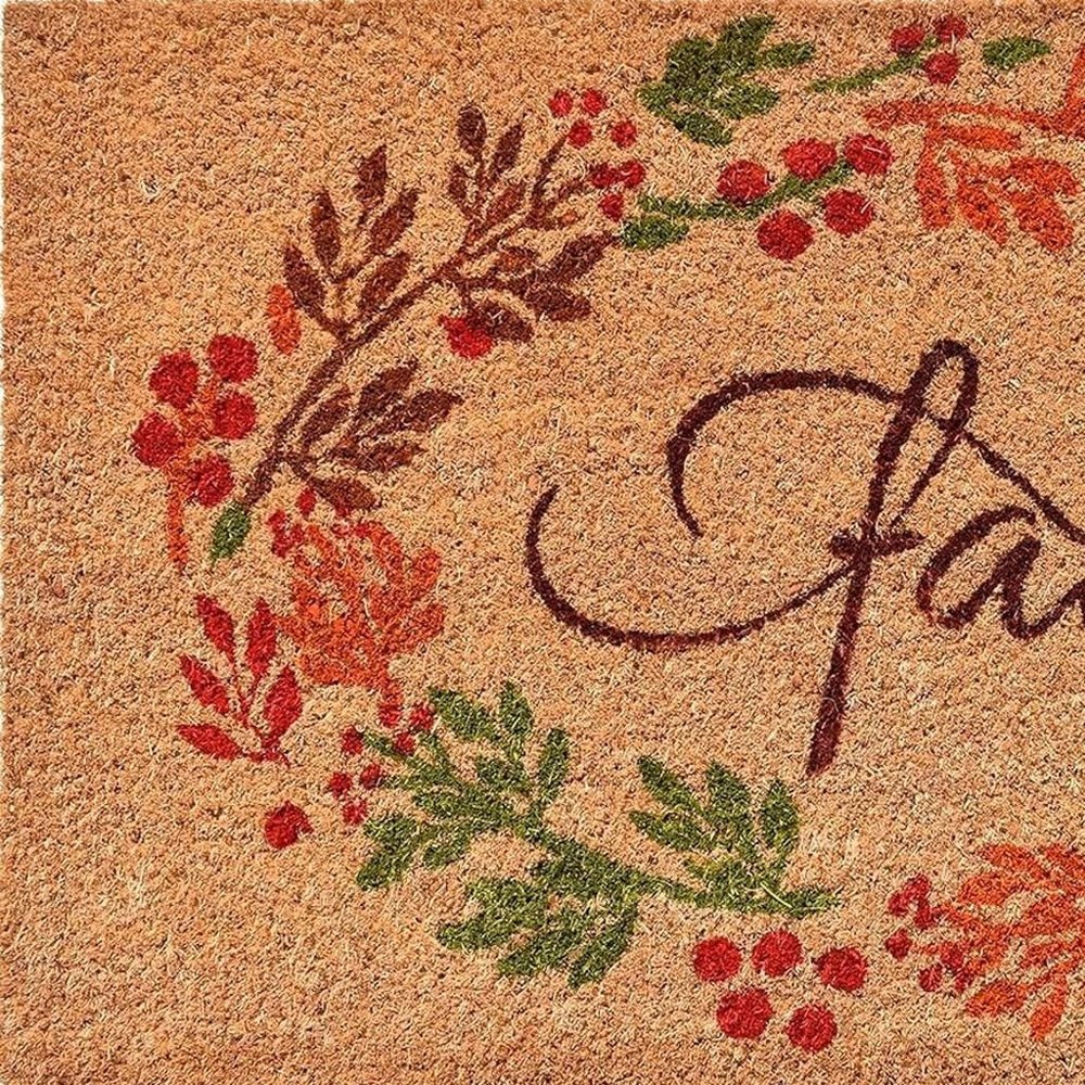 17" X 29" Natural Green And Orange Fall Leaves Coir Outdoor Door Mat — view 3