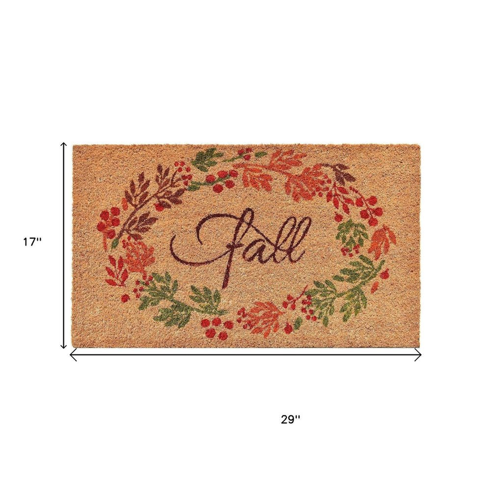 17" X 29" Natural Green And Orange Fall Leaves Coir Outdoor Door Mat — view 4