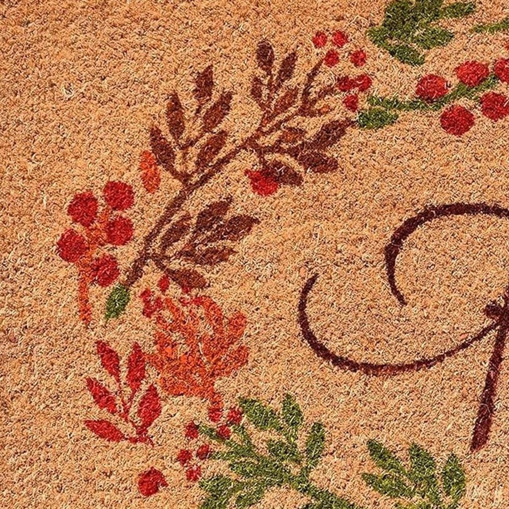 17" X 29" Natural Green And Orange Fall Leaves Coir Outdoor Door Mat — view 5