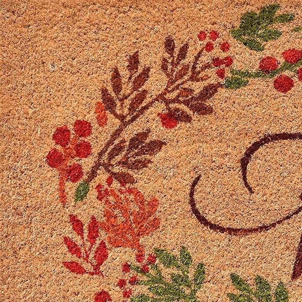 17" X 29" Natural Green And Orange Fall Leaves Coir Outdoor Door Mat — view 6