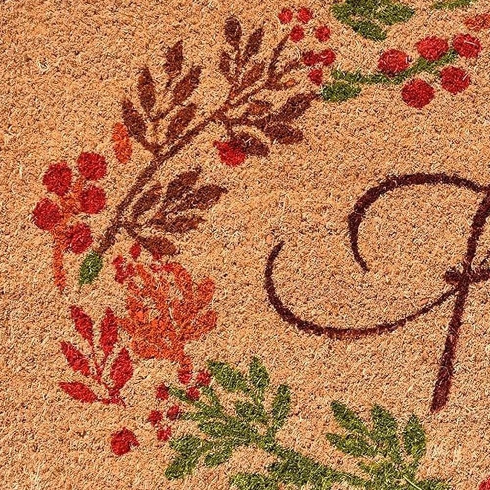 17" X 29" Natural Green And Orange Fall Leaves Coir Outdoor Door Mat — view 7