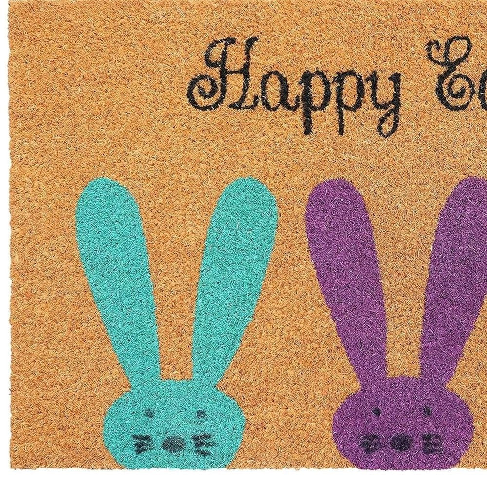 17" X 29" Natural Aqua And Purple Bunny Happy Easter Coir Outdoor Door Mat — view 7