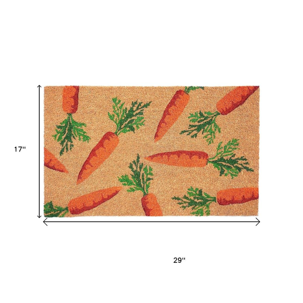 17" X 29" Natural And Orange Easter Carrots Coir Outdoor  Door Mat