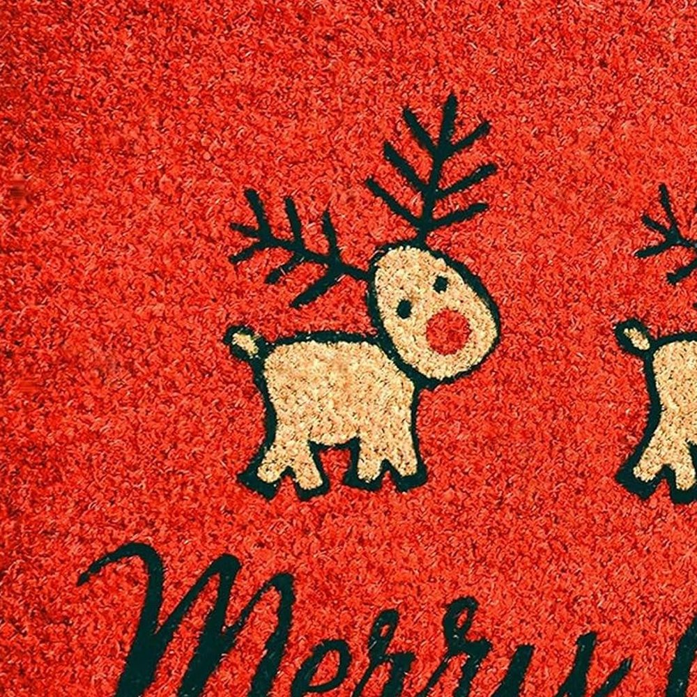 17" X 29" Red And Black Coir Reindeer Outdoor Christmas Door Mat — view 6