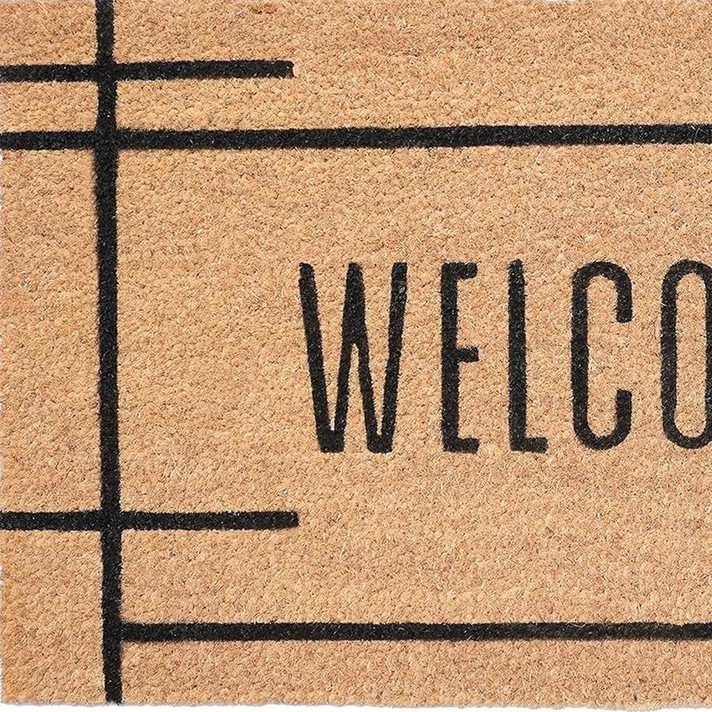 17" X 29" Natural And Black Welcome Outdoor Coir Door Mat — view 3