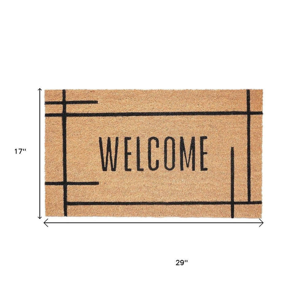 17" X 29" Natural And Black Welcome Outdoor Coir Door Mat — view 4