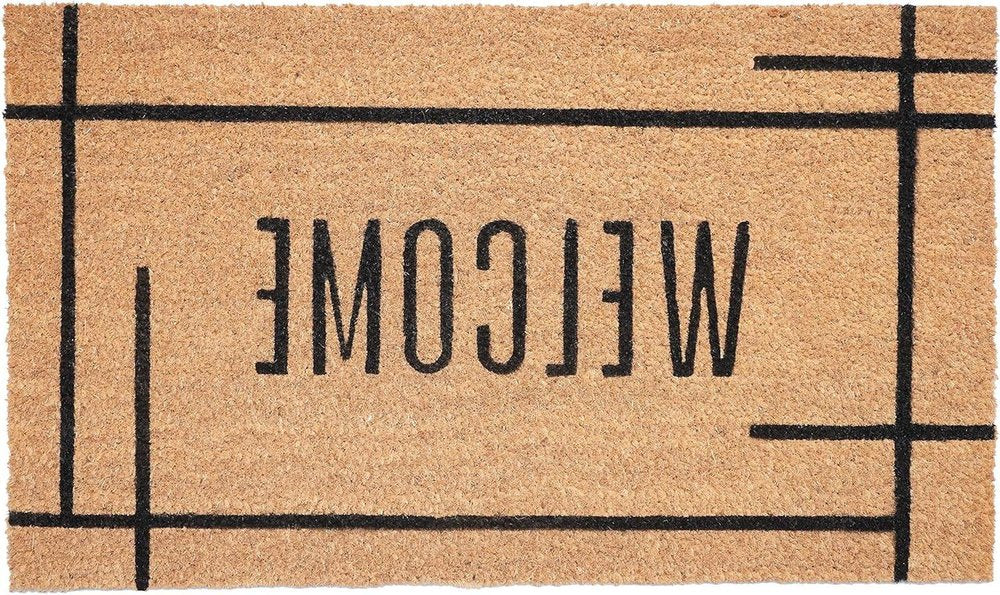 17" X 29" Natural And Black Welcome Outdoor Coir Door Mat — view 6