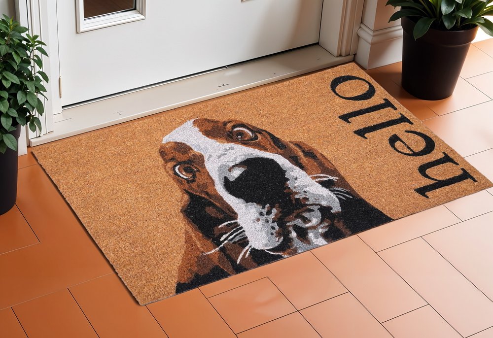 17" X 29" Natural And Red Coir Dog Outdoor Door Mat — view 2