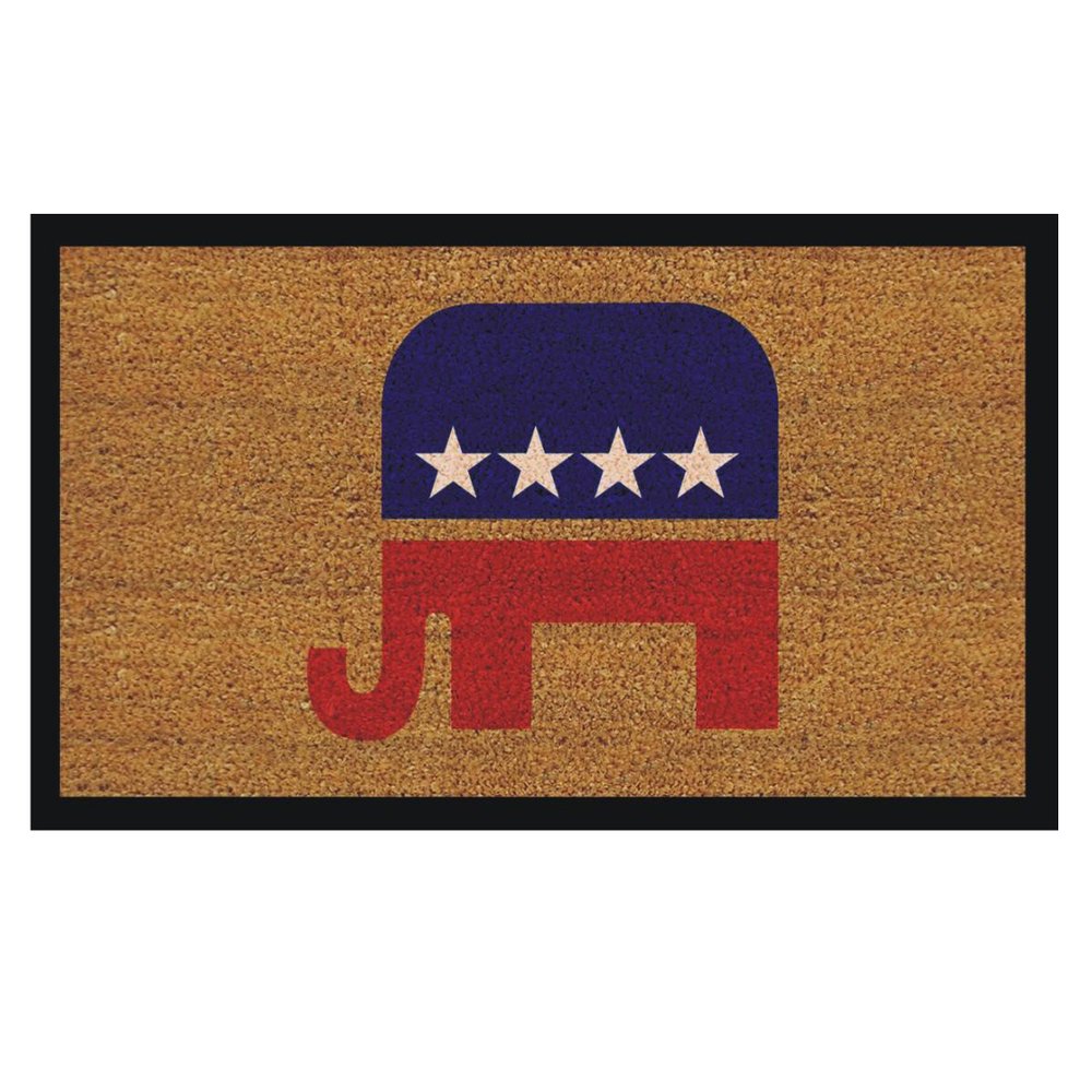 17" X 29" Natural Red White And Blue Republican Coir Outdoor Door Mat — view 1