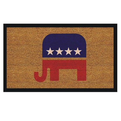 17" X 29" Natural Red White And Blue Republican Coir Outdoor Door Mat