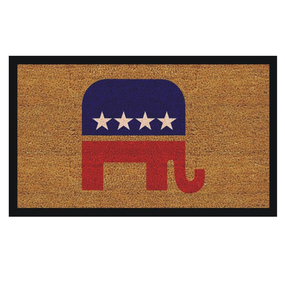 17" X 29" Natural Red White And Blue Republican Coir Outdoor Door Mat