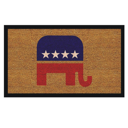 17" X 29" Natural Red White And Blue Republican Coir Outdoor Door Mat