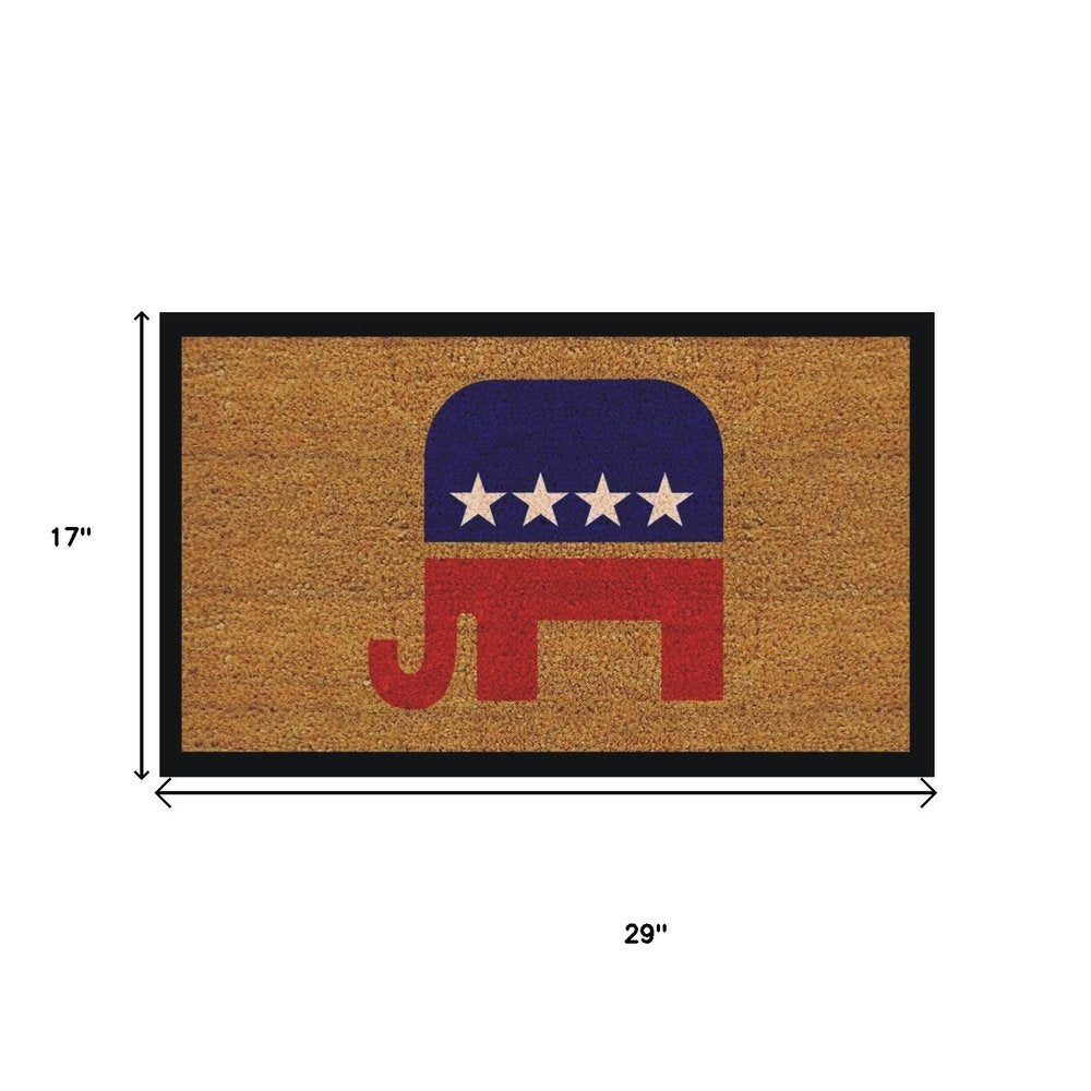 17" X 29" Natural Red White And Blue Republican Coir Outdoor Door Mat