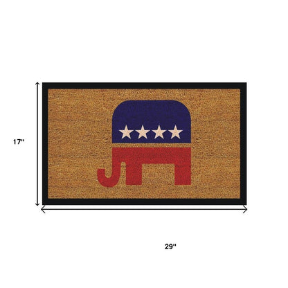 17" X 29" Natural Red White And Blue Republican Coir Outdoor Door Mat