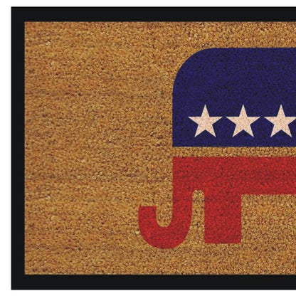 17" X 29" Natural Red White And Blue Republican Coir Outdoor Door Mat