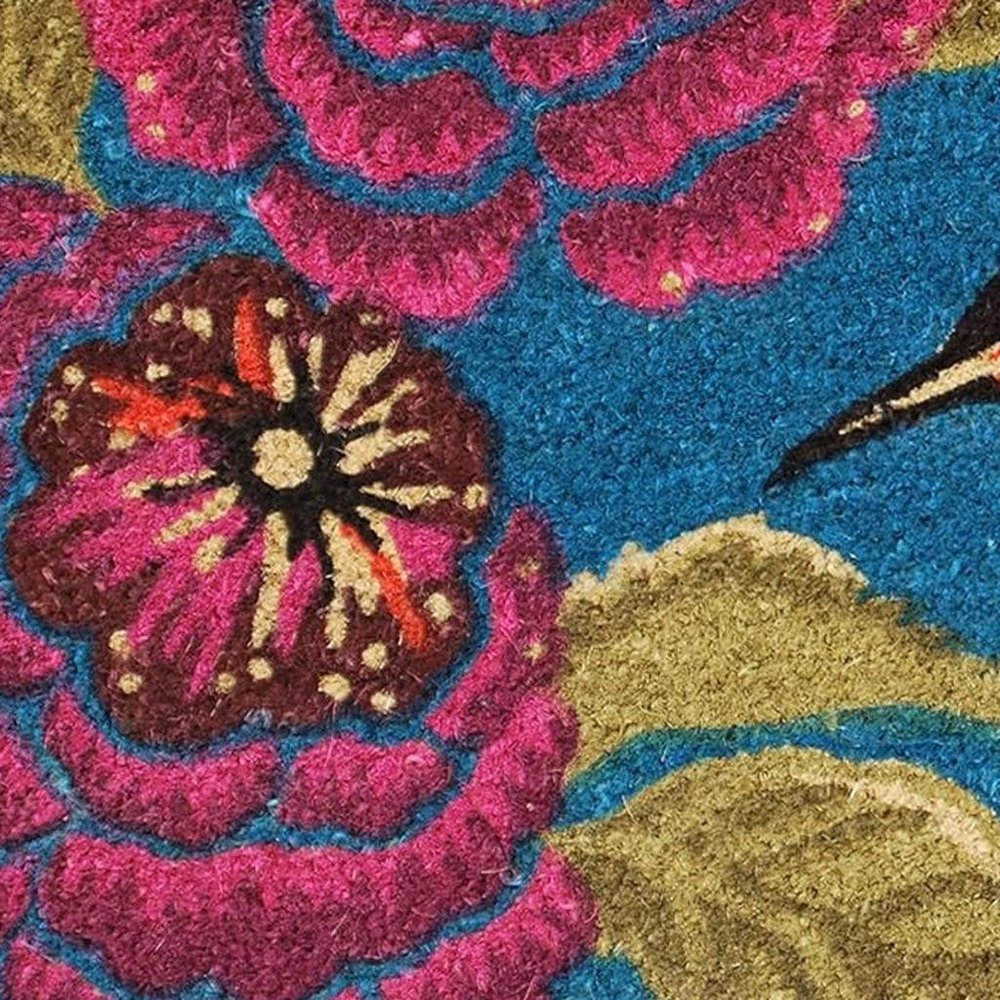 17" X 29" Blue Pink And Green Hummingbird Outdoor Coir Door Mat — view 6