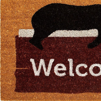 17" X 29" Natural Black And Brown Bear Welcome Outdoor Coir Door Mat