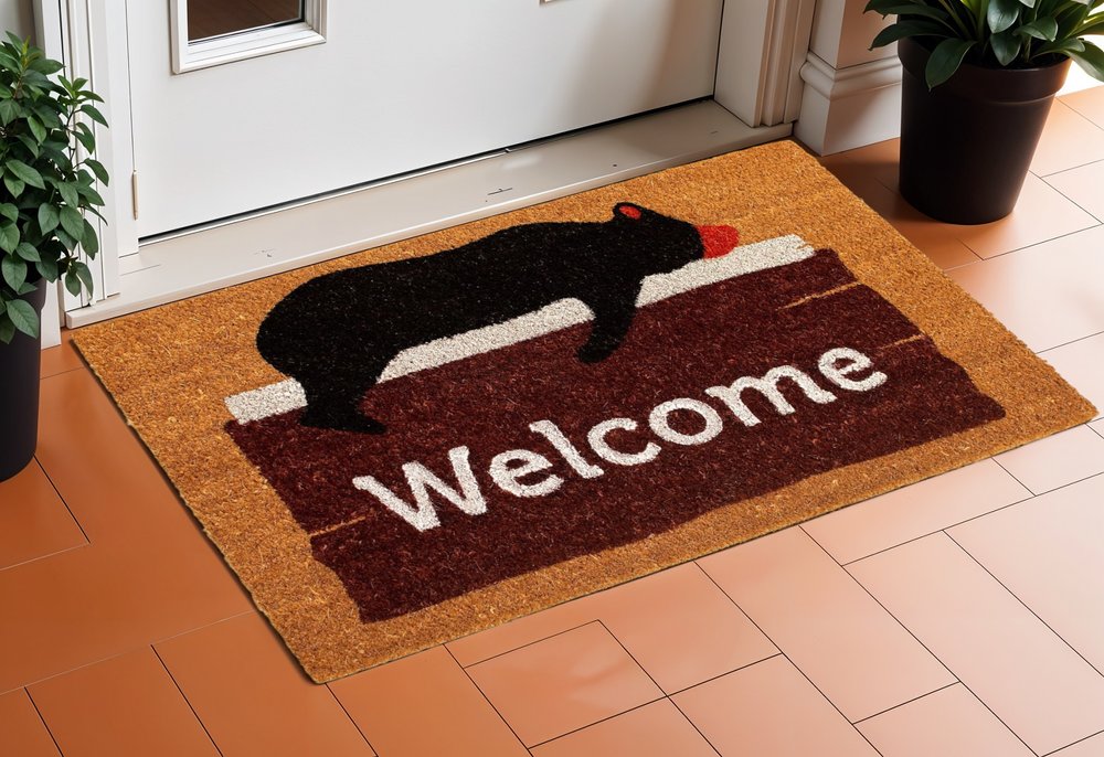 17" X 29" Natural Black And Brown Bear Welcome Outdoor Coir Door Mat — view 5