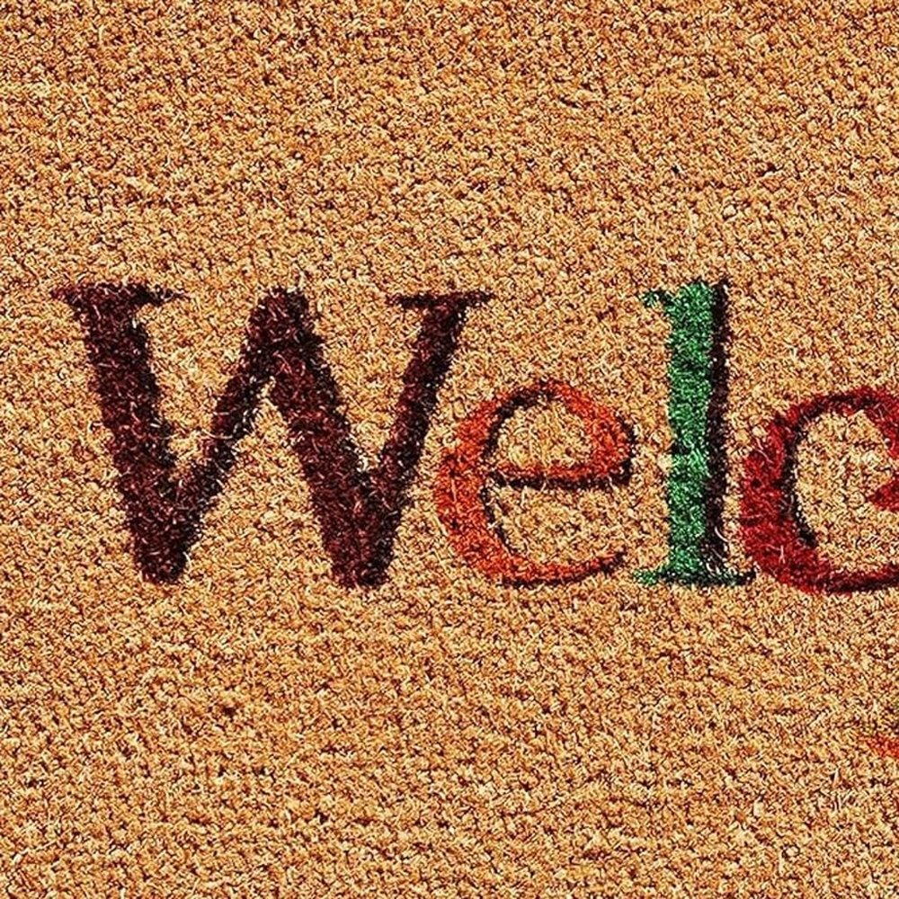 17" X 29" Natural And Orange Fall Leaves Welcome Coir Outdoor Door Mat HomeRoots