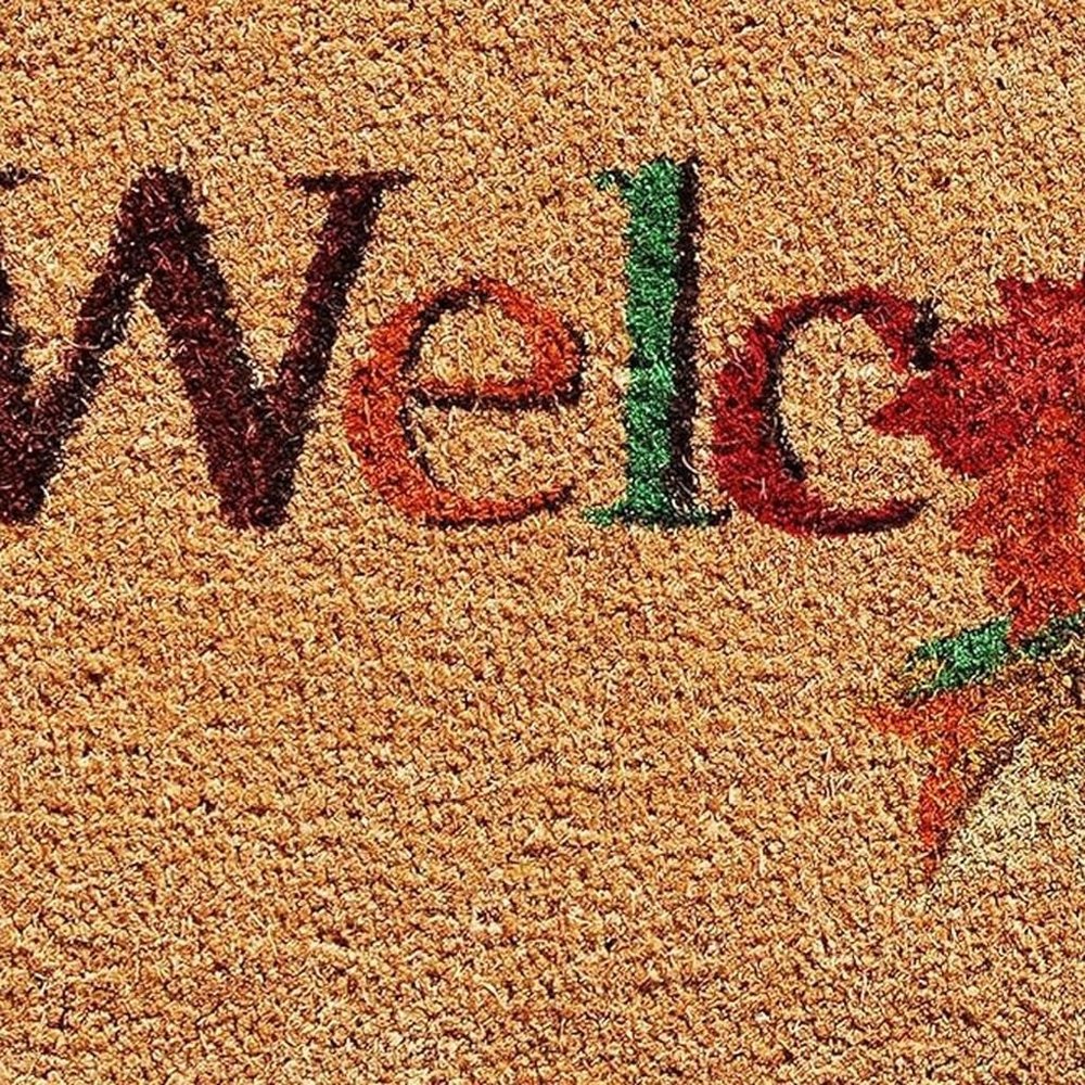 17" X 29" Natural And Orange Fall Leaves Welcome Coir Outdoor Door Mat — view 8