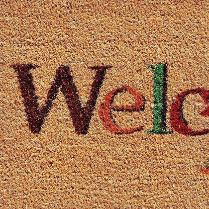 17" X 29" Natural And Orange Fall Leaves Welcome Coir Outdoor Door Mat HomeRoots