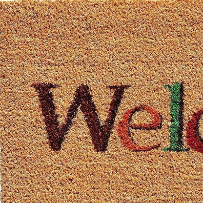 17" X 29" Natural And Orange Fall Leaves Welcome Coir Outdoor Door Mat HomeRoots