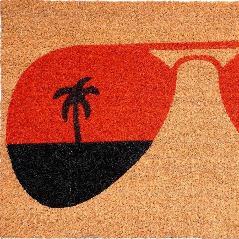 17" X 29" Natural And Red Summer Tropical Outdoor Coir Door Mat — view 2