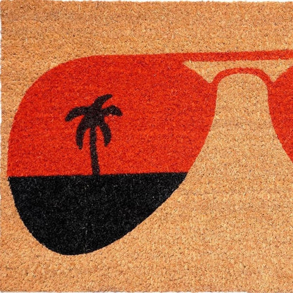 17" X 29" Natural And Red Summer Tropical Outdoor Coir Door Mat HomeRoots