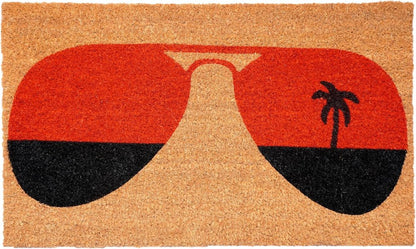 17" X 29" Natural And Red Summer Tropical Outdoor Coir Door Mat HomeRoots