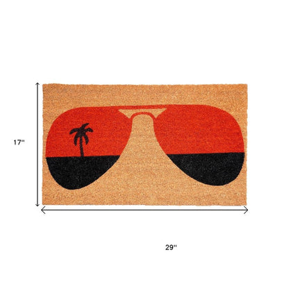 17" X 29" Natural And Red Summer Tropical Outdoor Coir Door Mat HomeRoots