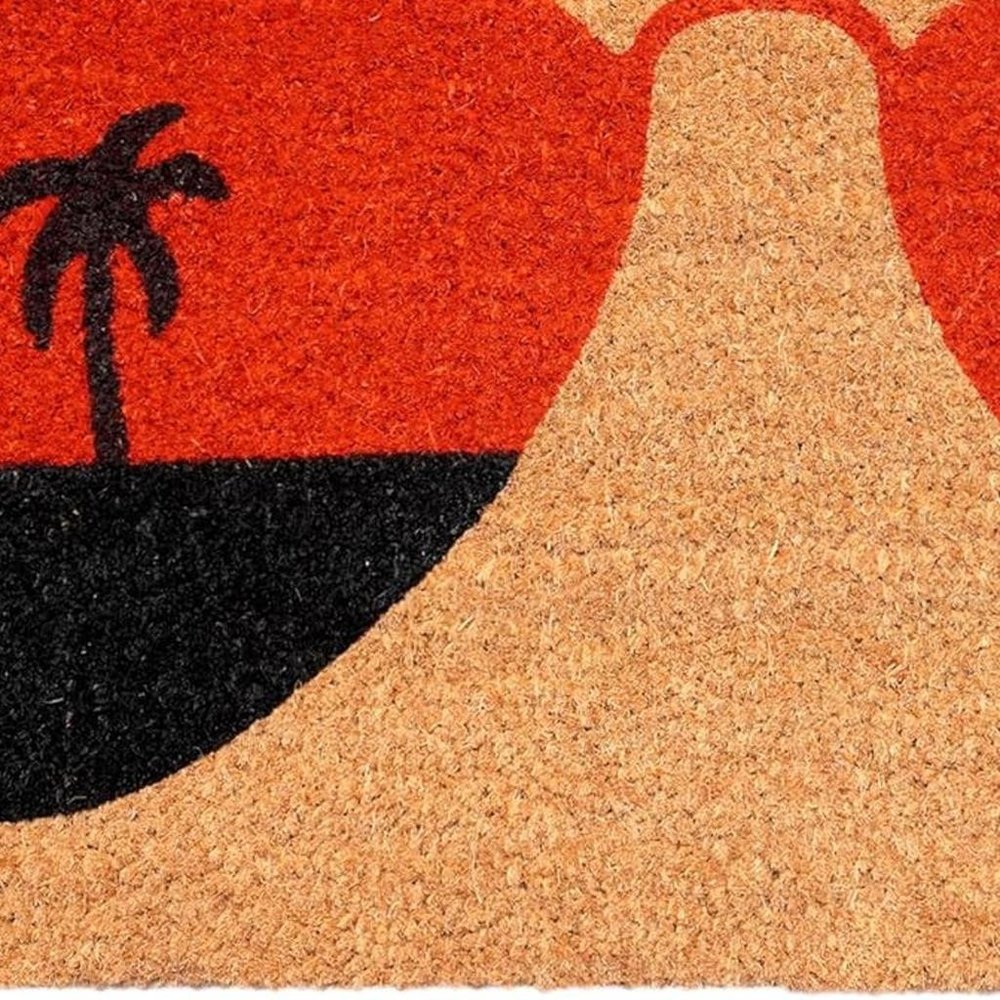 17" X 29" Natural And Red Summer Tropical Outdoor Coir Door Mat — view 5