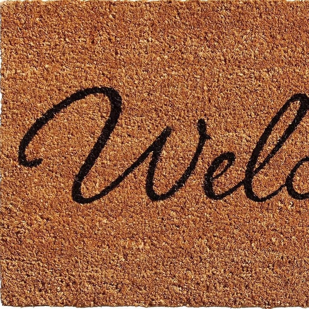 17" X 29" Black And Natural Owl Welcome Outdoor Coir Door Mat HomeRoots