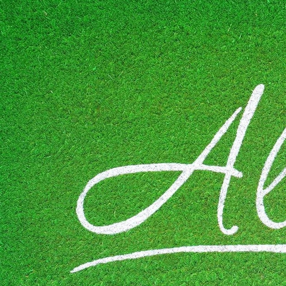 17" X 29" Green And White Aloha Outdoor Coir Door Mat — view 5