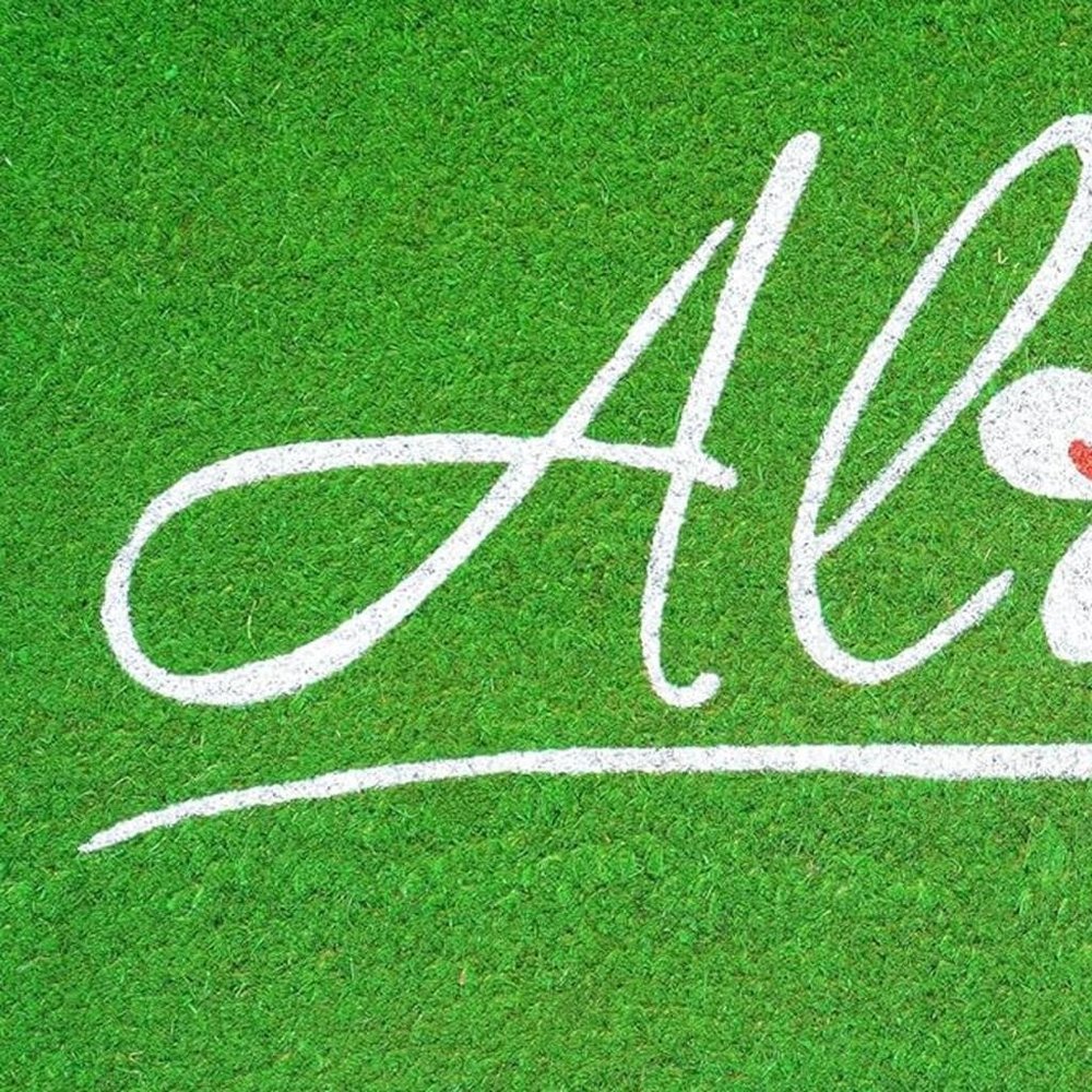17" X 29" Green And White Aloha Outdoor Coir Door Mat — view 6