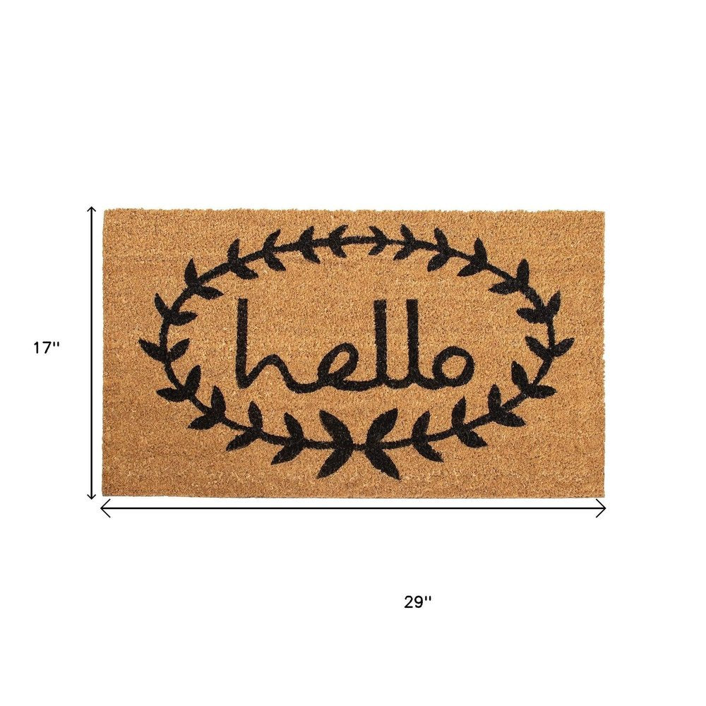 17" X 29" Natural And Black Hello Outdoor Coir Door Mat — view 2