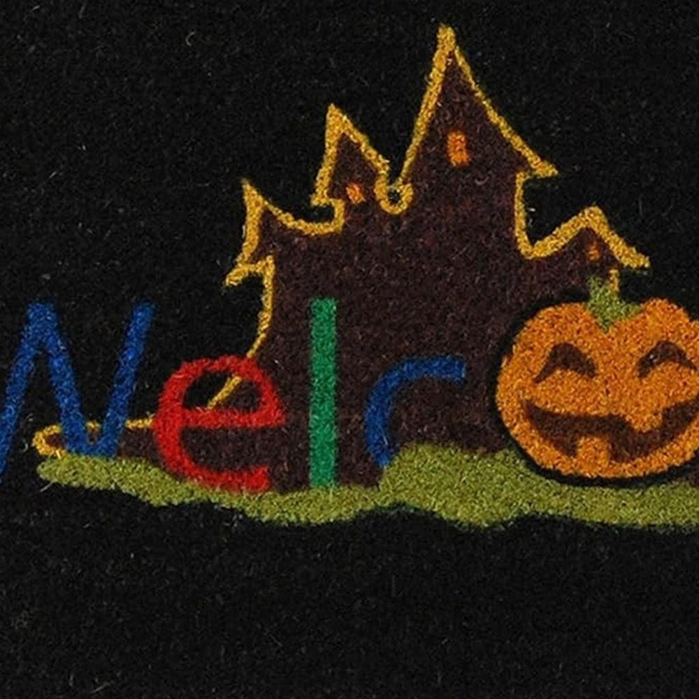 17" X 29" Black And Orange Coir Welcome Outdoor Halloween Door Mat — view 2