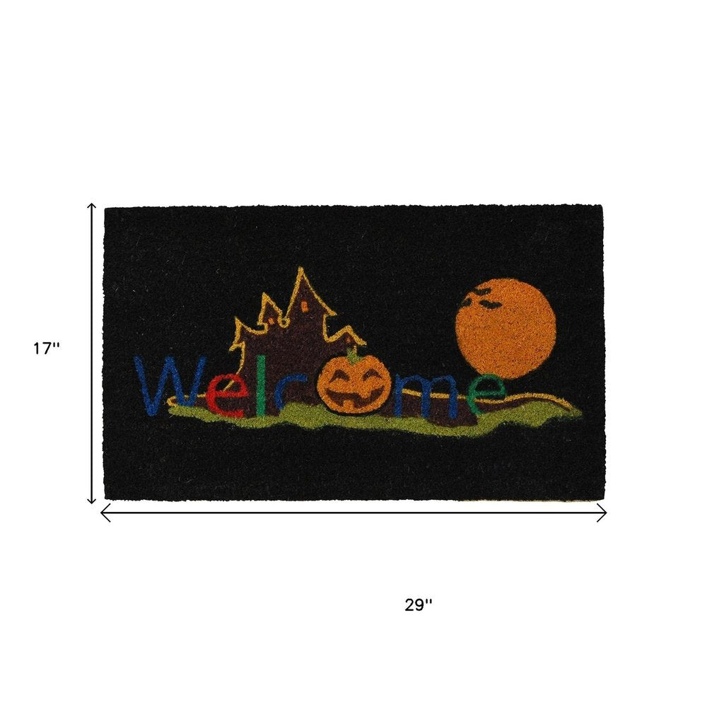 17" X 29" Black And Orange Coir Welcome Outdoor Halloween Door Mat — view 4