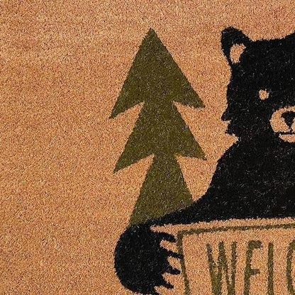 17" X 29" Natural And Black Coir Bear Outdoor Door Mat HomeRoots