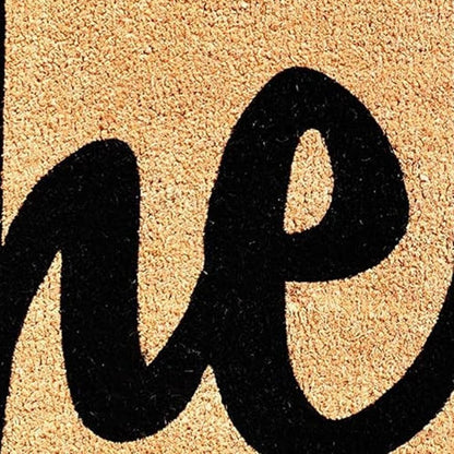 20" X 34" Natural And Black Hello Outdoor Coir Door Mat