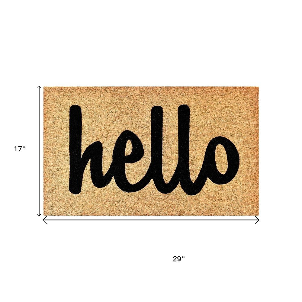 20" X 34" Natural And Black Hello Outdoor Coir Door Mat — view 9