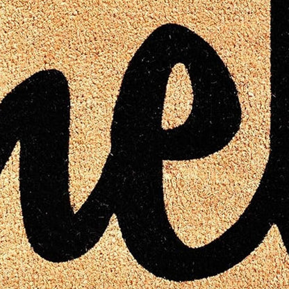 20" X 34" Natural And Black Hello Outdoor Coir Door Mat