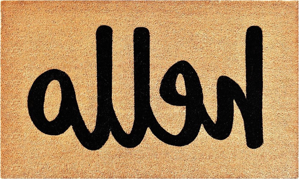 20" X 34" Natural And Black Hello Outdoor Coir Door Mat — view 13
