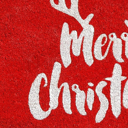 17" X 29" Red And White Coir Reindeer Outdoor Christmas Door Mat HomeRoots