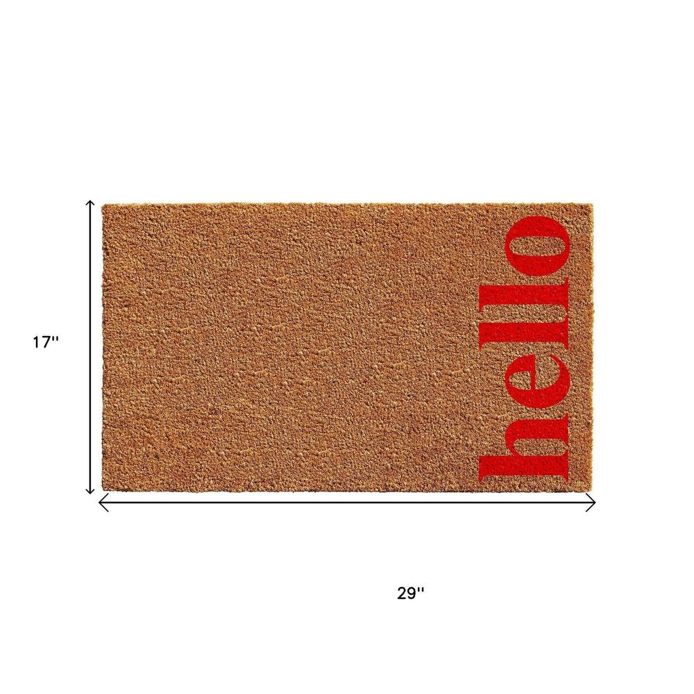 17" X 29" Natural And Red Hello Outdoor Coir Door Mat — view 3