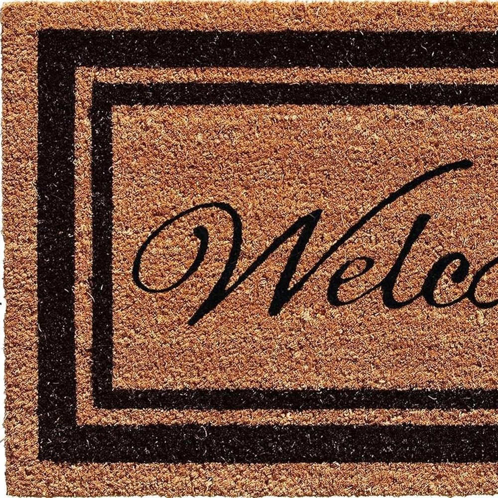18" X 30" Natural And Black Striped Border Welcome Outdoor Coir Door Mat — view 3