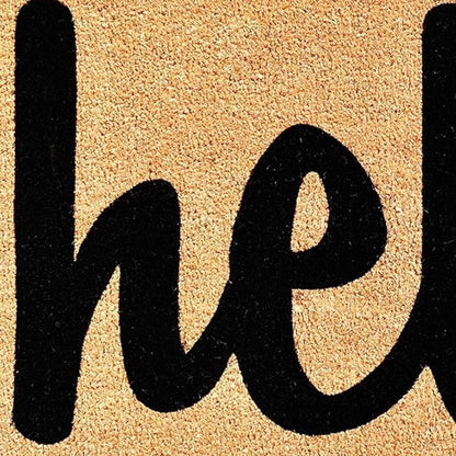20" X 34" Natural And Black Hello Outdoor Coir Door Mat